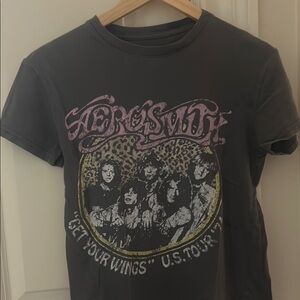 Aerosmith Leopard Print Logo Girls  T-shirt